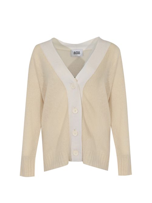 Cardigan in misto lana Latte Alpha studio | AD-4523E2003